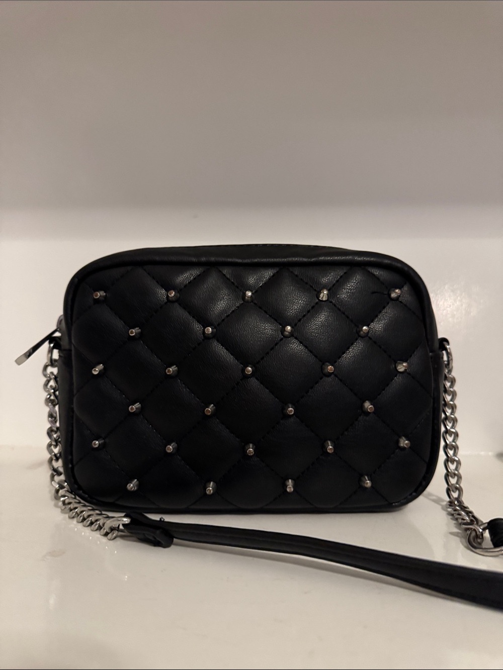 NWT Rebecca Minkoff Diamond Quilted Studded Crossbody Bag - Black